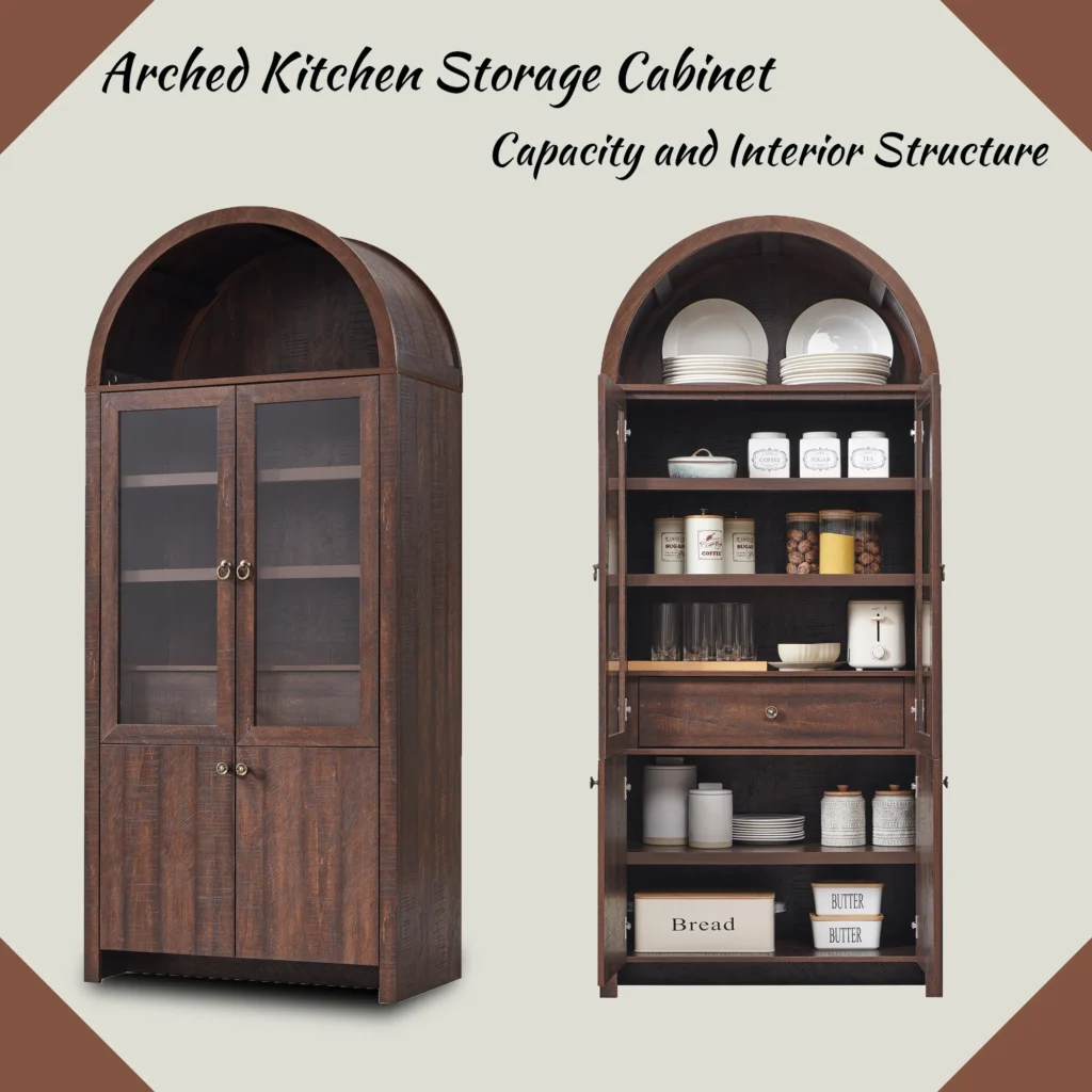 SinCiDo Arched 71″ Tall Pantry Cabinet – Versatile Storage Solution — close-up detail of design and finish