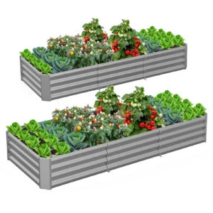 SnugNiture Raised Garden Bed 3Pcs 4x2x1ft Galvanized Metal Planter Box Brown