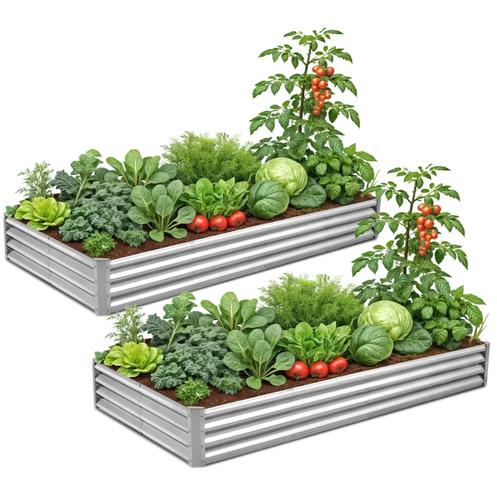 SnugNiture Raised Garden Bed 3Pcs 4x2x1ft Galvanized Metal Planter Box Brown — close-up detail of design and finish