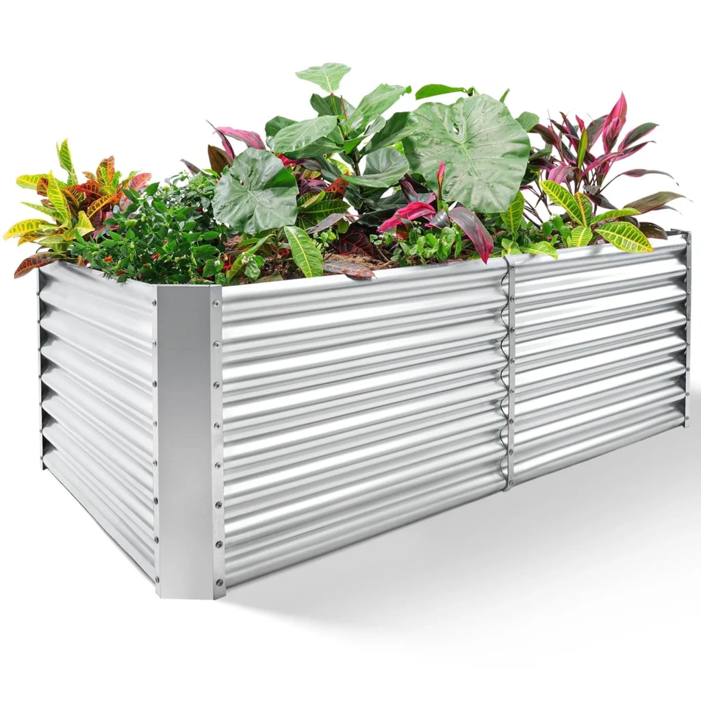 SnugNiture Raised Garden Bed 3Pcs 4x2x1ft Galvanized Metal Planter Box Brown — alternate angle showing full product