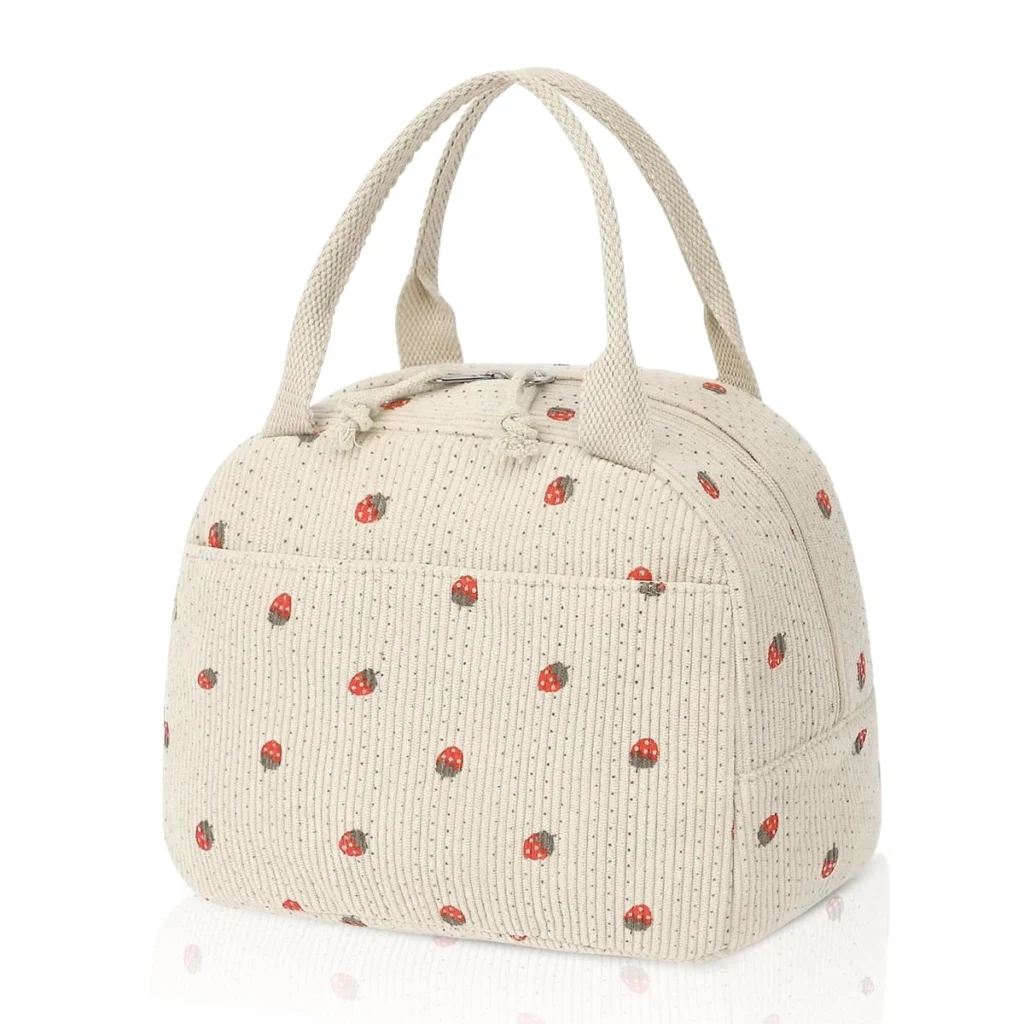 Premium Corduroy Lunch Box – Insulated with Dual Carry Straps β close-up detail of design and finish
