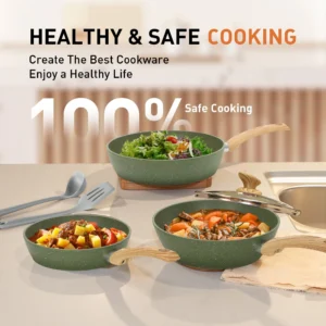 Sophia William 30 Pieces Cookware Bakeware Set Safe Granite Non stick Aluminum Pots and Pans Black