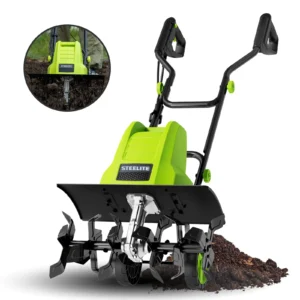 Steelite 14 Inch Corded Electric Tiller 10 Amp Electric Tiller and Cultivator for Gardening Lightweight Rototiller