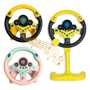 Steering Wheel Game Pretend Toy With Light Music Sound Baby Kids Simulation Driver Car Driving Toy Yellow 3