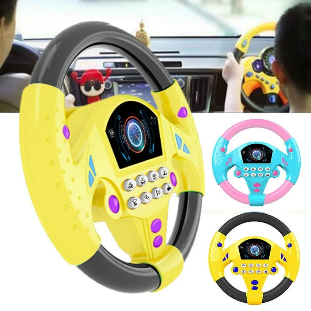 Steering Wheel Game Pretend Toy With Light Music Sound Baby Kids Simulation Driver Car Driving Toy Yellow 1