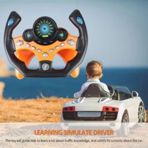 Steering Wheel Game Pretend Toy With Light Music Sound Baby Kids Simulation Driver Car Driving Toy Yellow 2