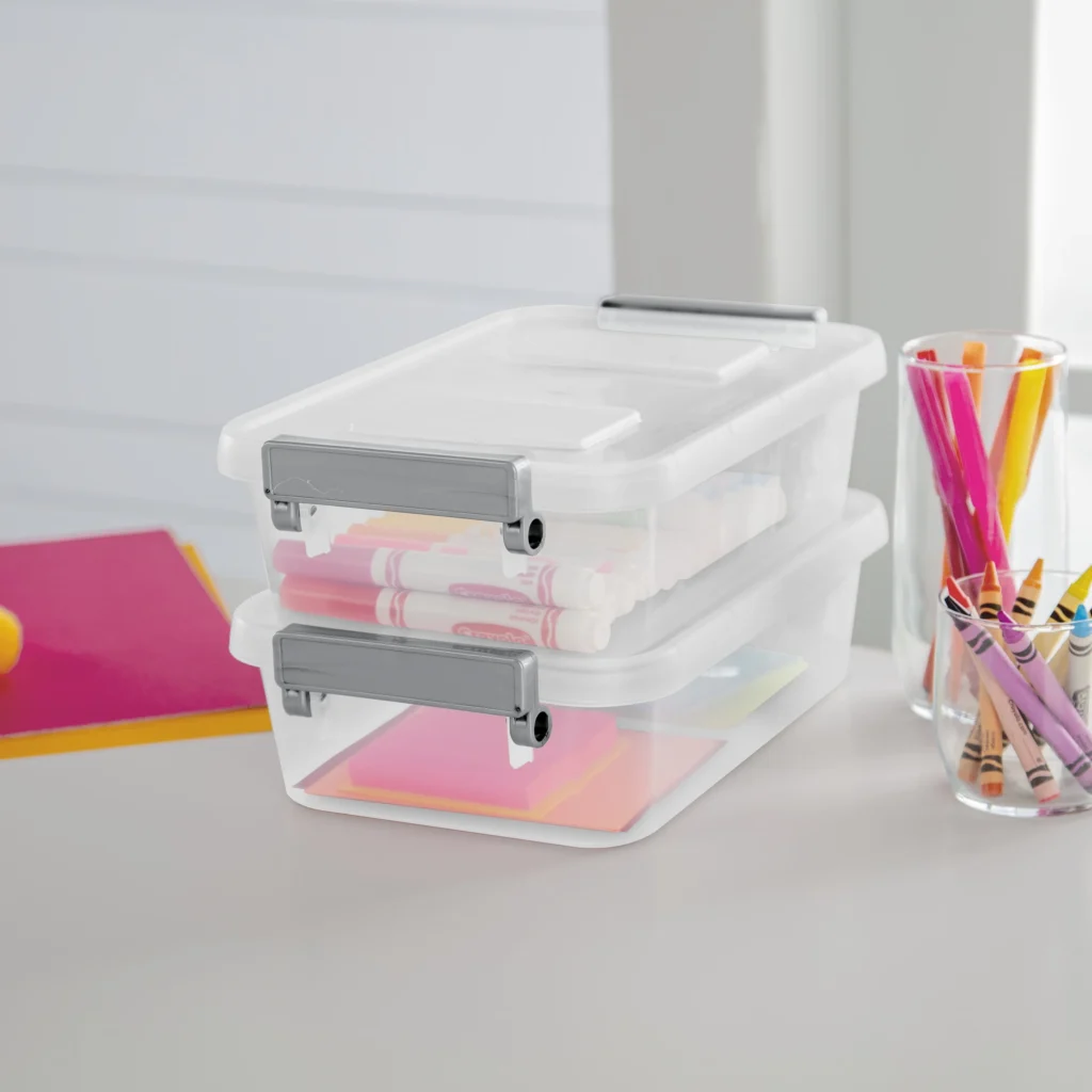 Sterilite 7 Quart Modular Latch Storage Box – Clear Visibility Design β alternate angle showing full product