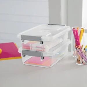Sterilite 2 7 Qt Modular Latch Box Plastic Titanium