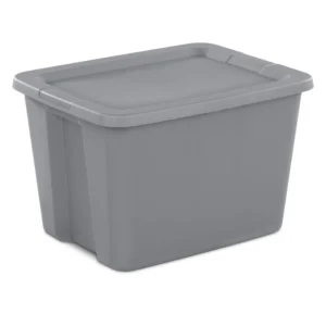 Sterilite 27 Gallon Industrial Tote Rugged Plastic Storage Bin Snap on Lid Black Yellow 6 Count 2