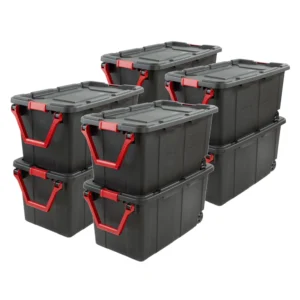 Sterilite 40 Gallon Wheeled Industrial Tote Plastic Black Set of 2