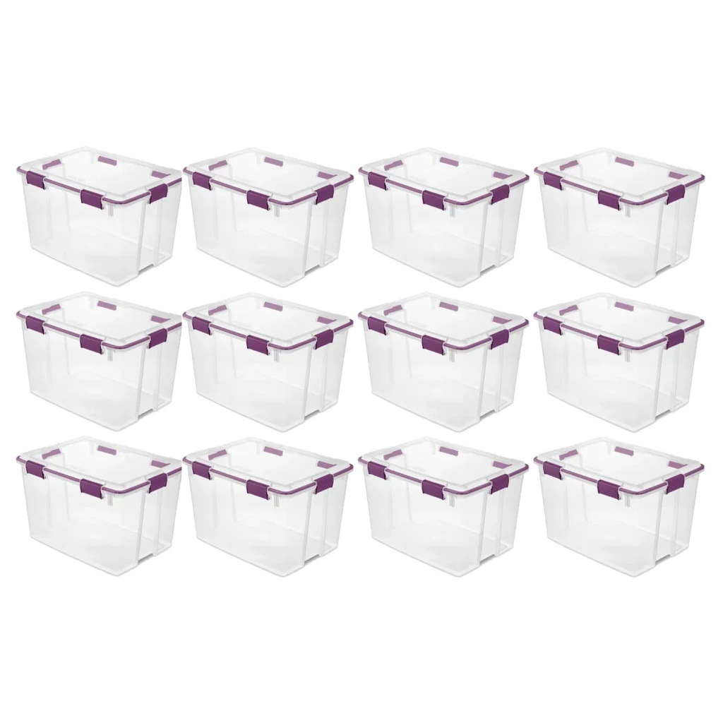 Sterilite 80 Quart Gasket Box Storage Bin w Lid Latches Clear Aqua Blue for Adult