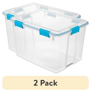 Sterilite 80 Quart Gasket Box Storage Bin w Lid Latches Clear Aqua Blue for Adult