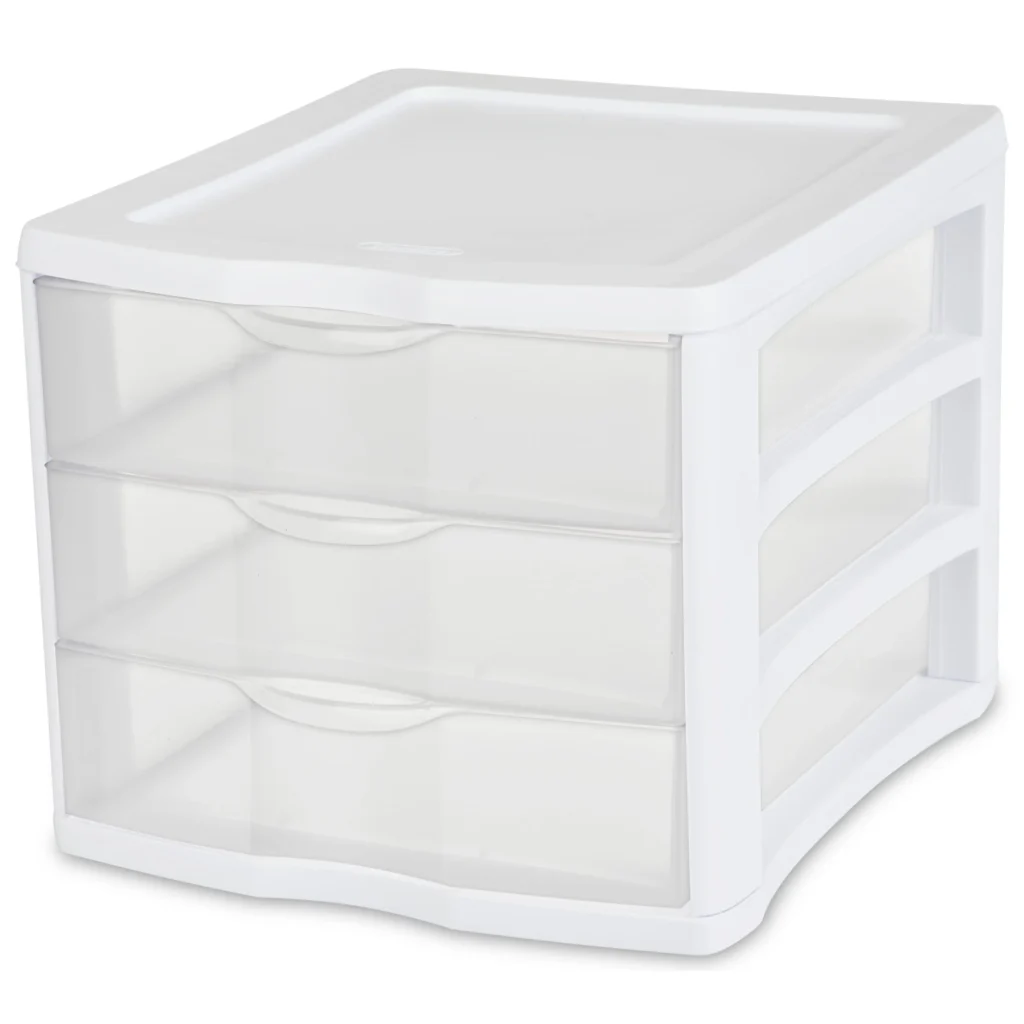 Sterilite Clear 3-Drawer Desktop Unit – Compact Storage Organizer β close-up detail of design and finish