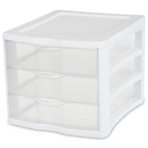 Sterilite Clear 3-Drawer Desktop Unit – Compact Storage Organizer