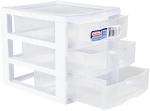 Sterilite Clear 3-Drawer Desktop Unit – Compact Storage Organizer