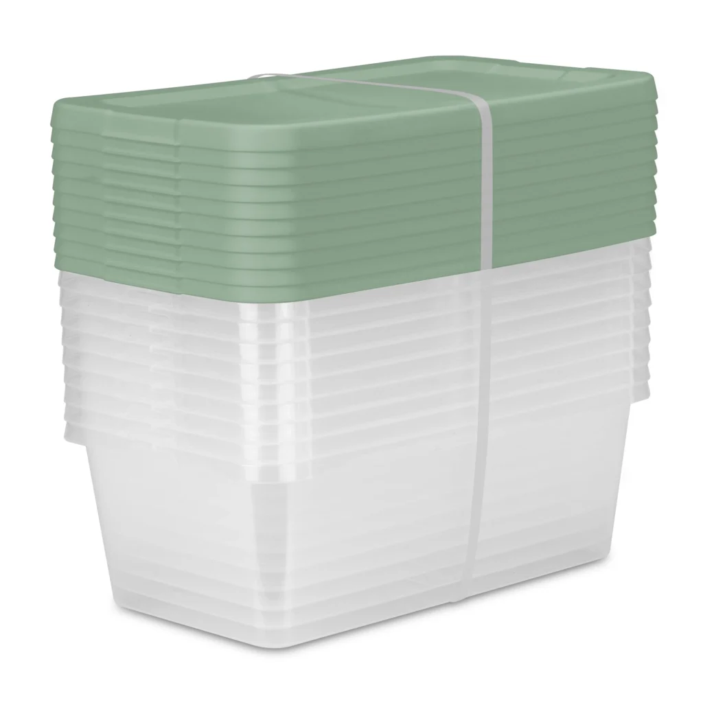 Sterilite Clear 6 Quart Storage Boxes – 10-Pack Value Set — alternate angle showing full product