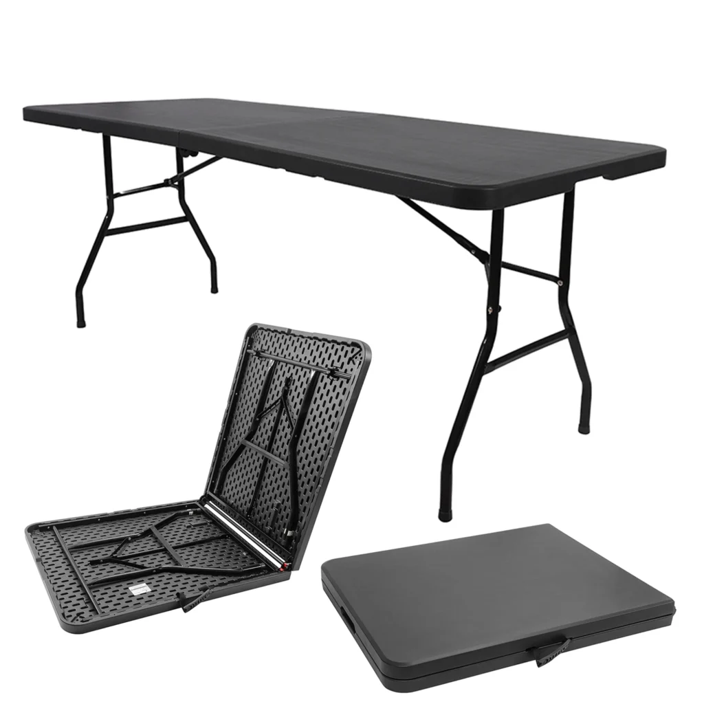 SUGIFT 5 ft Folding Table Plastic Foldable Table Portable Plastic Table for Indoor Outdoor Use and Events Black — close-up detail of design and finish