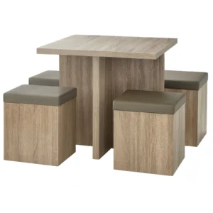 SUGIFT Dining Table Set for 4 31in Kitchen Table and Chairs Set of 4 for Small Space Apartment Dinette Taupe