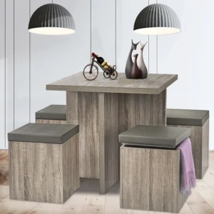 SUGIFT Dining Table Set for 4 31in Kitchen Table and Chairs Set of 4 for Small Space Apartment Dinette Taupe