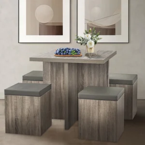 SUGIFT Dining Table Set for 4 31in Kitchen Table and Chairs Set of 4 for Small Space Apartment Dinette Taupe