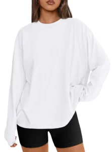 SUNBS Long Sleeve Shirts for Women Pleated Crewneck Fall Winter Casual Blouses 2025