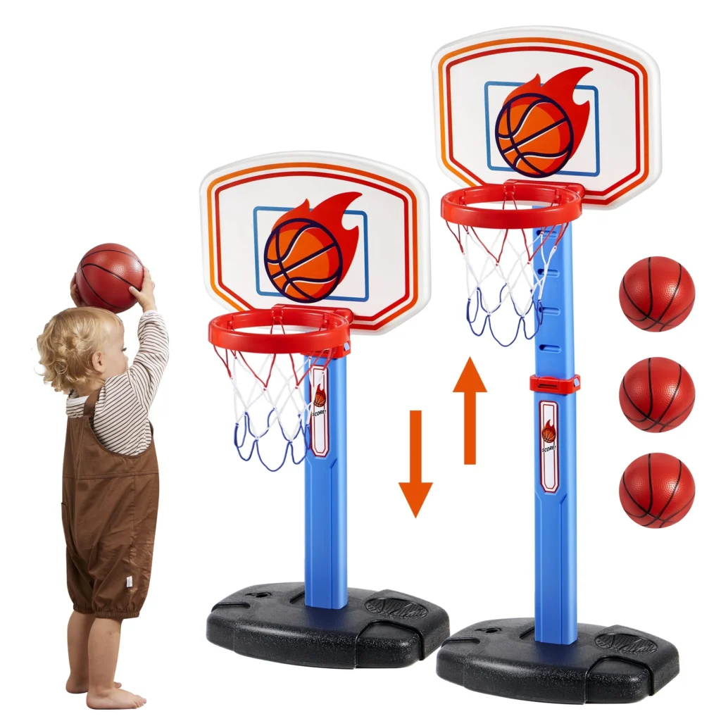 SYNCFUN Adjustable Toddler Basketball Hoop – Indoor Outdoor Play — close-up detail of design and finish