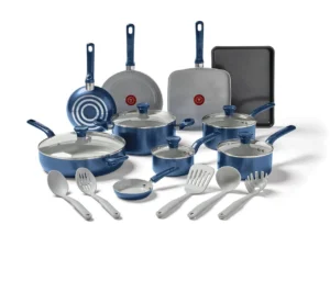 T fal Easy Care 20 Piece Non Stick Pots and Pans Cookware Set Red