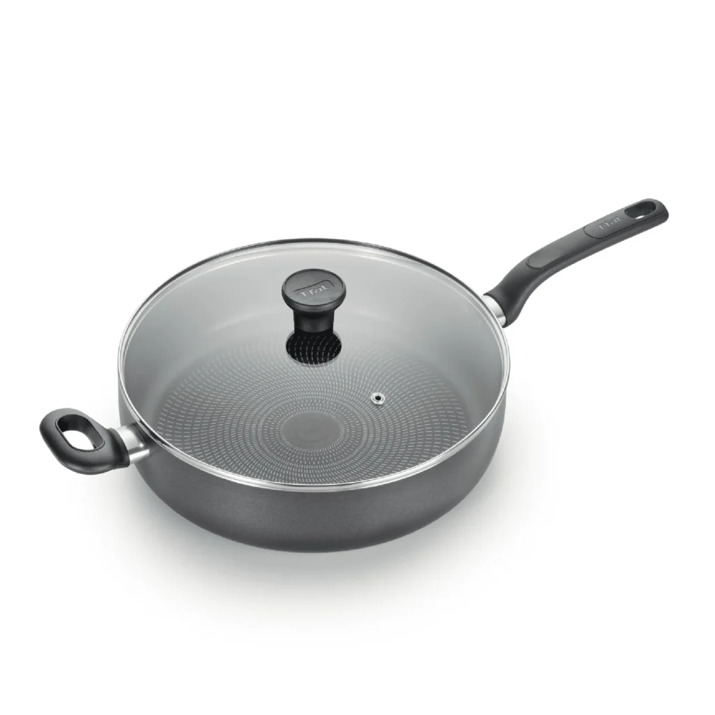 T-fal Easy Care Nonstick Jumbo Cooker 5-Quart – Grey Finish β close-up detail of design and finish