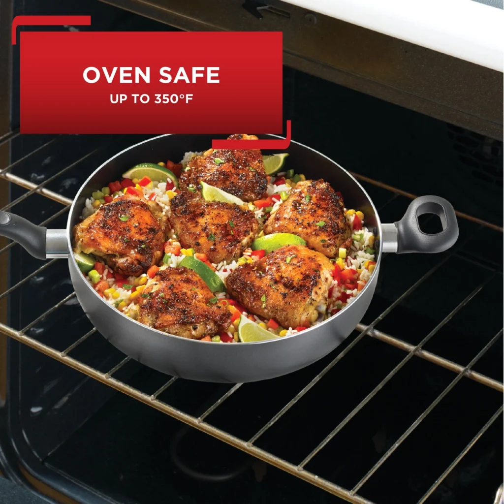 T-fal Easy Care Nonstick Jumbo Cooker 5-Quart – Grey Finish β alternate angle showing full product