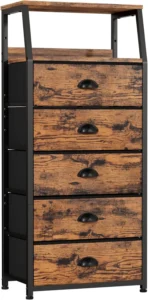 Tall 5 Drawers Dresser Vertical Storage Tower Fabric Dresser Bedroom Hallway Entryway Nursery Closet Organizer Nightstand Bedside Table Furniture Stu