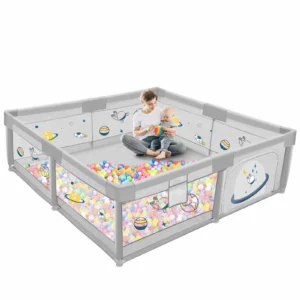 TEAYINGDE Baby Playpen Large Play Yard Fence for Toddlers 47 x47 Gray