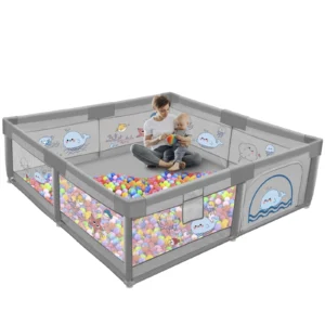 TEAYINGDE Baby Playpen Large Play Yard Fence for Toddlers 47 x47 Gray