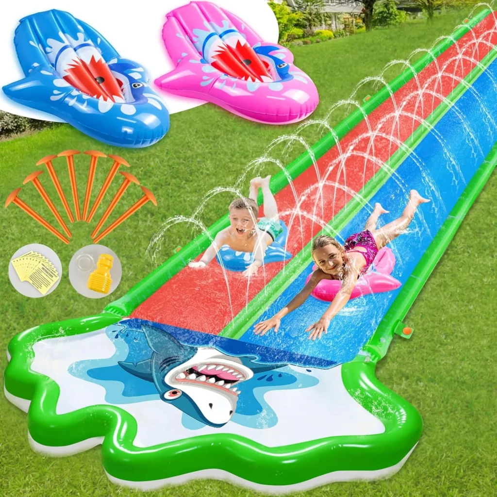 Teblint 22.5FT Dual Lane Water Slide – Heavy Duty Backyard Fun — alternate angle showing full product