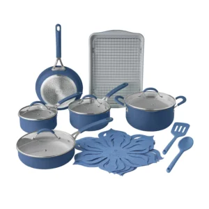The Pioneer Woman 17pc Cookware Set Blue 1