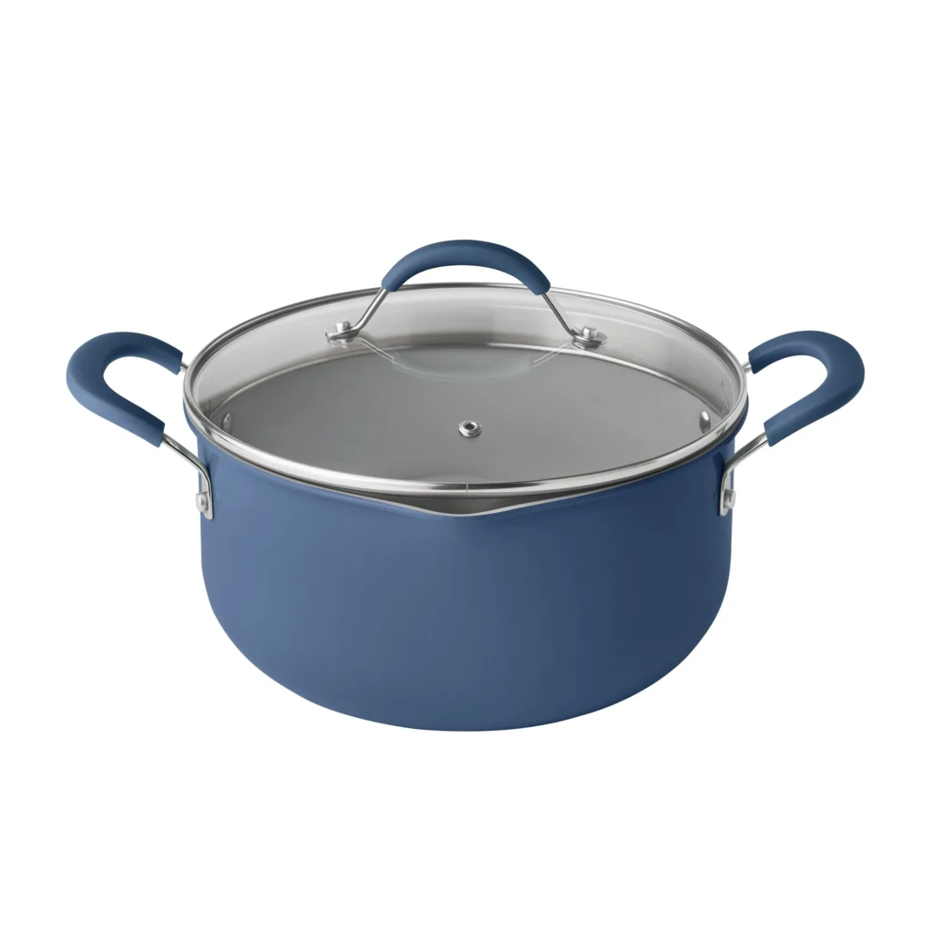 The Pioneer Woman 17-Piece Ceramic Cookware Set – Vibrant Blue β alternate angle showing full product