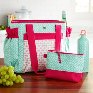 The Pioneer Woman Insulated Lunch Kit Set with Extra Bag and Bottle Jewel Geo