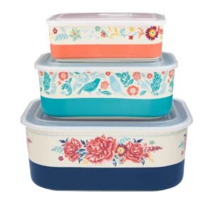The Pioneer Woman Vintage Lace 6 Piece Rectangular Ceramic Nesting Bowls