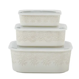 The Pioneer Woman Vintage Lace 6 Piece Rectangular Ceramic Nesting Bowls