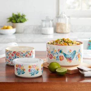 The Pioneer Woman Vintage Lace 6 Piece Rectangular Ceramic Nesting Bowls