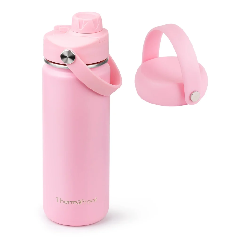 ThermoProof Insulated Stainless Steel Water Bottle – Leakproof, Hot/Cold β alternate angle showing full product