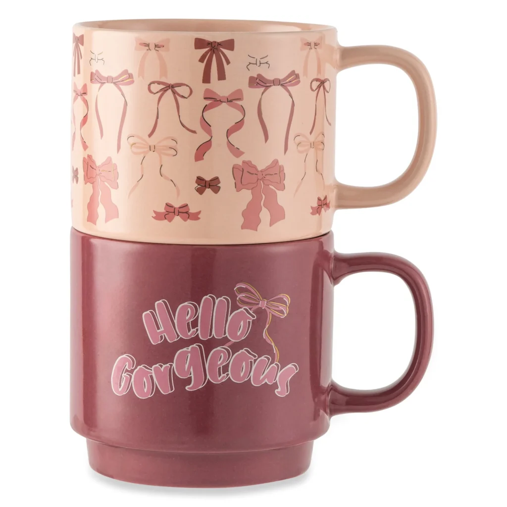 Thyme Table Hello Bow 2-Pack Mugs – Charming Gift Set β close-up detail of design and finish