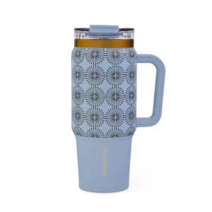 Thyme Table 32oz Tumbler with Handle Dual Straw Lid Stainless Steel Double Wall Insulated Cream Bow