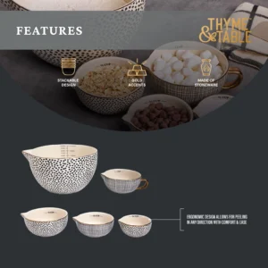 Thyme Table 5 Piece Ceramic Measuring Bowl Set