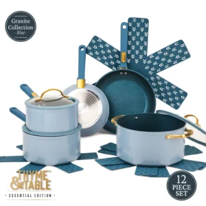 Thyme Table Granite 12 Piece Cookware Set Non Stick Taupe Gold