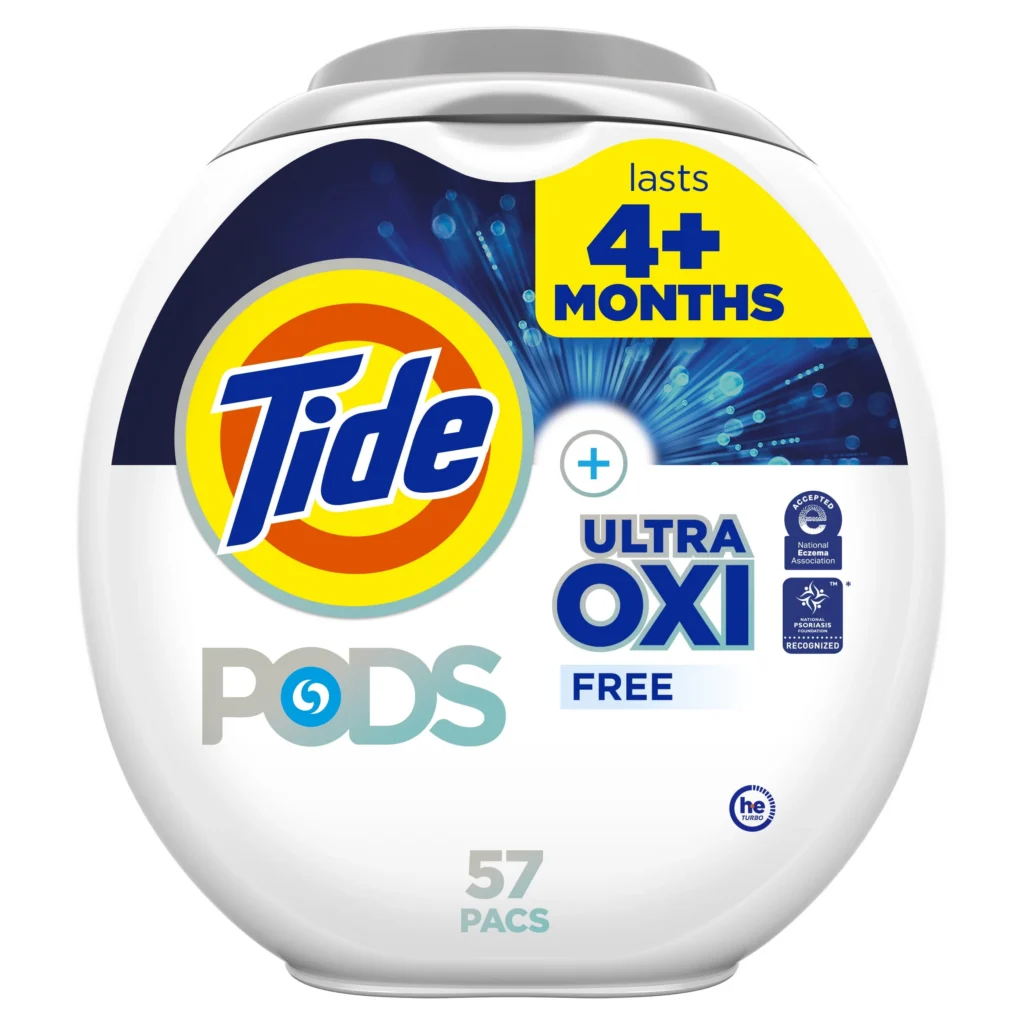 Tide Pods Ultra Oxi Laundry Detergent Pacs – 4-in-1 Stain Fighter — close-up detail of design and finish