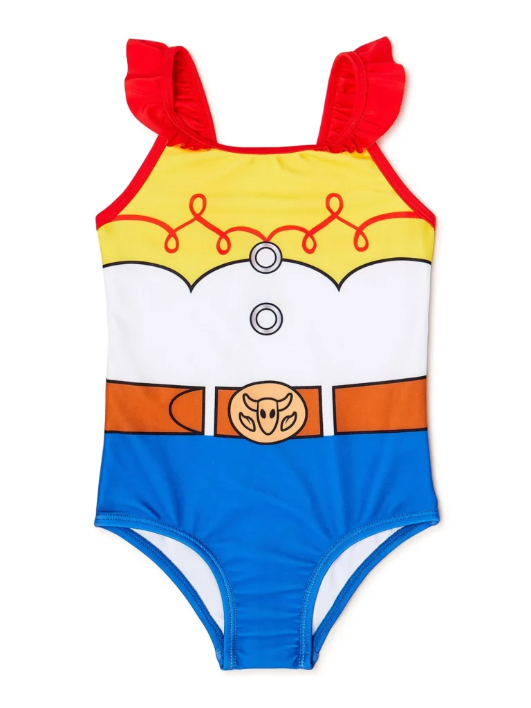 Toy Story Toddler 1-Piece Swimsuit – Buzz & Woody Design — close-up detail of design and finish