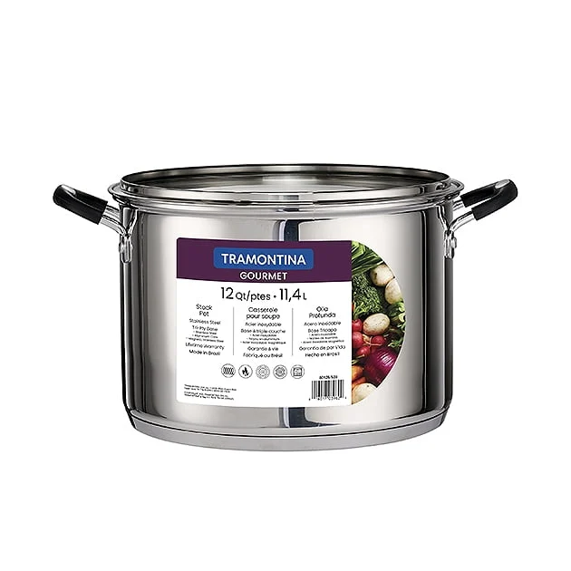 Tramontina Stainless Steel 12-Quart Stock Pot – Durable & Versatile β close-up detail of design and finish