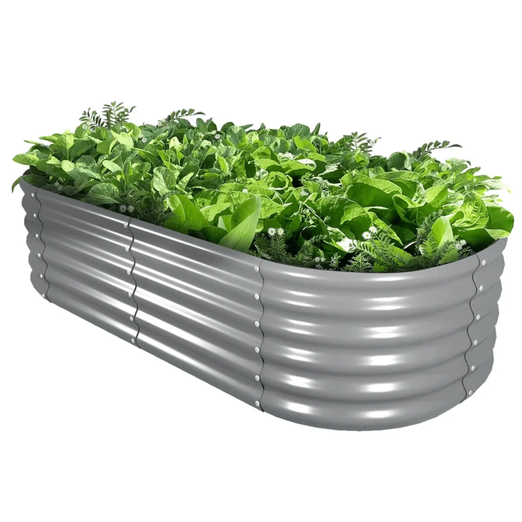 TRAMULL 6x2x1.5 ft Galvanized Raised Garden Beds, Oval Round Metal