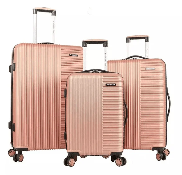 Travelers Club 4PC Hardside Luggage Set – Mocha Moose β close-up detail of design and finish