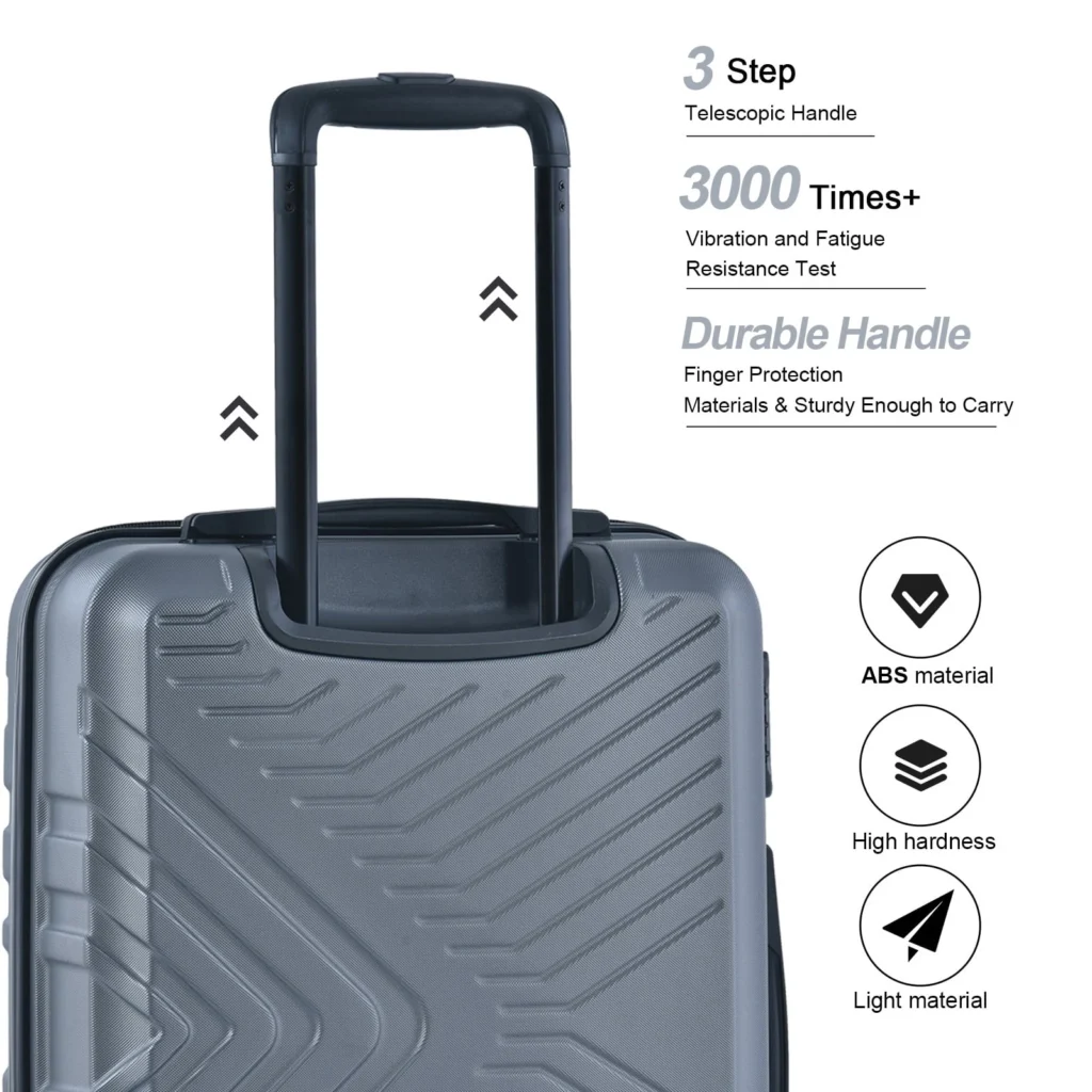 Travelhouse 3 Piece Hardshell Luggage Set Hardside Lightweight Suitcase with TSA Lock Spinner Wheels 20in24in28in Gray — alternate angle showing full product